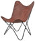 FINA Butterfly Sessel, Braun - Retro Wohnzimmer Ledersessel mit schwarzem Metallgestell - 75 x 90 x 75 cm (B/H/T)