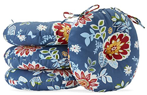 JMGBird Set di 4 cuscini rotondi per sedie da esterno, 38,1 cm, con lacci, cuscini rotondi per sedie da bistrot