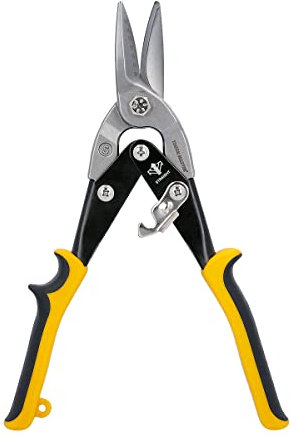 TOUGH MASTER Aviation Snips 10 250mm Cr-V Steel Cutting Shears Perfect for Cutting Aluminum and Metal Sheets Heavy Duty Aviation Tin Snips with Non-Slip Wear-Resistant TPR Handle (Straight Cut)