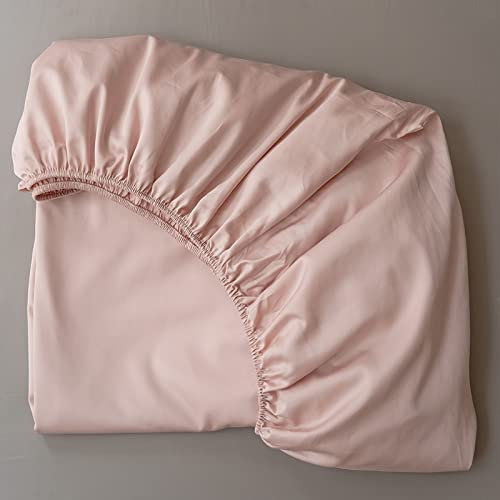 Spannbetttuch Perfekte Passform Ohne BüGeln 180 x 200 cm, einfarbiges Spannbettlaken aus Baumwolle, Tagesdecke, Staubschutz, Matratzenschoner für Schlafzimmer, Wohnung, Rosa