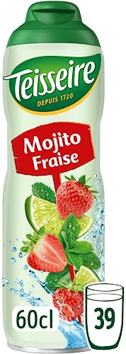Teisseire Sirop Saveur Mojito Fraise pour Cocktail et Cocktail sans Alcool, Boisson rafraîchissante, Arômes Naturels, Bidon 60cl