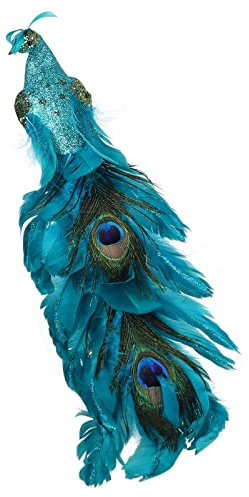 Blue Peacock Christmas Ornaments, 20 Inch Long Tail Feather Peacock Clip Ornament,Christmas Tree Decorations with Peacock Feather and Long Tail, Blue Peacock Decor for Christmas Ornaments(#1)
