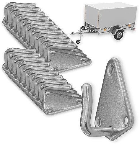 All-around24 Dreiloch Planenhaken Netzhaken für Plane & Anhängernetz langlebige Dreilochplanenhaken aus verzinktem Guss - robuste Dreilochhaken Abspannhaken für Anhänger (20 X Planenhaken)