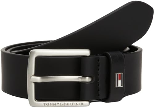 Tommy Hilfiger Cinturón Infantil Unisex Kids Leather Belt de piel, Negro (Black), S-M