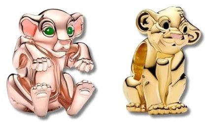 Charm en Argent 925 | Inspiré du Monde Magique de Disney | Compatible avec les Bracelets Européens (Simba et Nala)