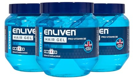 Enliven Hair Gel Extreme Hold (Blue) - 250mlx3 Pack - Mens Hair Products - Gel for Everyday Use - Shape Hair Your Way - Hair Gel Mens Products