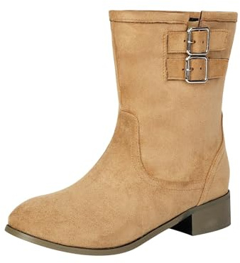 Botas Mujer,Botas Cowboy de Mujer Cómoda Casual Planas Calentar Piel Forro Cordones Botines Empeine Botines Trekking Trekking Zapatos con Tacón Cuña Outdoor