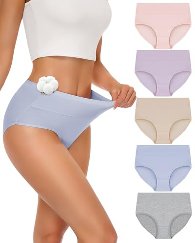 SIMIYA Cotton Underwear Women, High Waisted Knickers for Women Multipack