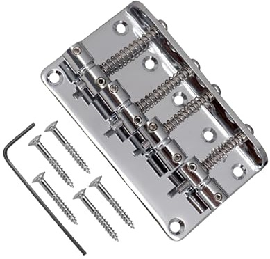 BEALIFE Elbasgitarr Stall Ersättning Fast Metall Stall För 4-strängad Bas Materialmetall Järn Basplatta Gitarrdelar Tillbehör Justerbar Sadel , Silver , 8 cm