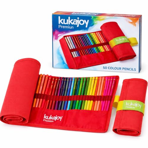 50 Pastelli A Olio + Astuccio Rotolo - MINA 4.0 - Matite Colorate da Disegno e Schizzo per Bambini e Adulti – Set Artistico Completo per Colorare, Pastelli Ad Olio Per Scuola e Hobby Creativi, Rosso