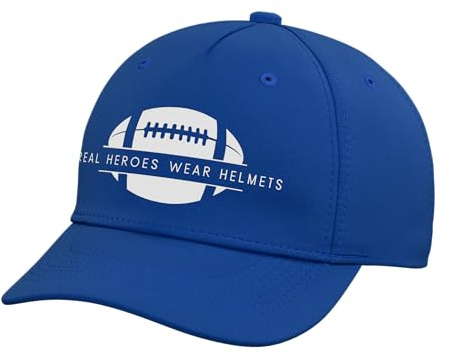 Real Heroes Wear Helmets - Funny American Football Adjustable Printed Baseball Hat, Royal Blue