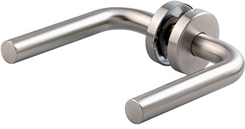 Vachette Poignée de Porte LC1 - Béquille Droite sur Rosace Ronde Bec de Cane - pour Portes Épaisseur 30 à 48 mm - en Acier Inoxydable - Carré de 7 mm - Rosace Vendue Séparément - Garantie 2 Ans