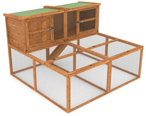 6ft kendal Outdoor Rabbit Hutch and Run | XL Wooden Pet House With Large Under Run Perfect for Small Pets Rabbits or Guinea Pigs