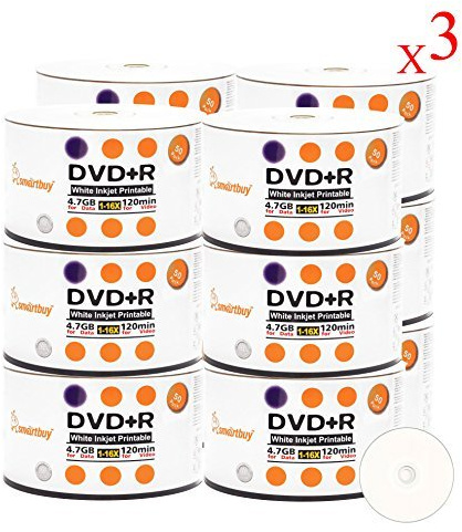 Smartbuy 4.7gb/120min 16x DVD+R White Inkjet Hub Printable Blank Media Recordable Disc (1800-Disc)