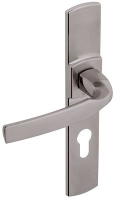 Vachette Ensemble de Poignée de Porte sur Plaque ARTIS - Version Clé I pour Porte d'Entrée, Cave, Abris de Jardin à Cylindre - Entraxe 195 mm - en Zamak Résistant - Garantie 10 Ans - Finition Platine