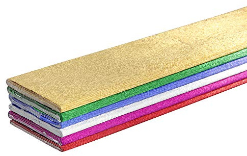 Clairefontaine 911199C - 6 fogli di Carta Crespa Metallizzata 72g - Formato 2,50x0,50m - Carta Brillante e Resistente - hobby creativo Adulti e Bambini - Bricolage e Decorazione- Colore Assortiti