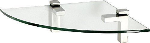 IB-Style - étagère Murale en Verre | 36 Variations | Tablette de Coin - 350 x 350 x 6 mm satiné + Clips Quadro argenté