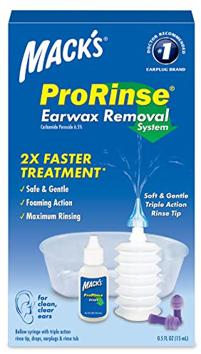 Mack's ProRinse Ear Wax Removal System - 0.5 FL OZ Ear Drops, Ear Plugs, Ear Wash Tub & Ear Syringe with Triple-Action Rinse Tip