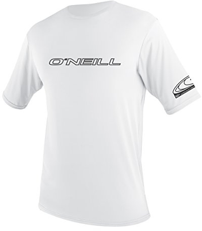 O'Neill UV 50+ Sun Protection Mens Basic Skins Short Sleeve Tee Sun Shirt Rash Guard, White, Medium