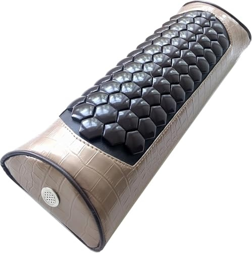 MediCrystal Far Infrared Gemstone Pillow - with Natural Crystals - Negative Ion - FIR Heat - Non Electric Ivory Croco 17 L x 5 W x 3 H HARD