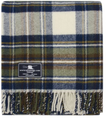Tweedmill Textiles Muted Blue Stewart Tartan Premium Wool Travel Rug