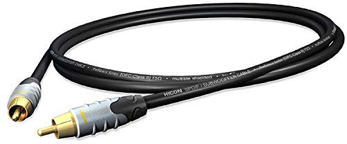 HICON Ambience - Cavo per subwoofer schermato, 10 m, cavo RCA digitale SPDIF RCA/Video 75 Ohm - HIA-C1C1-1000