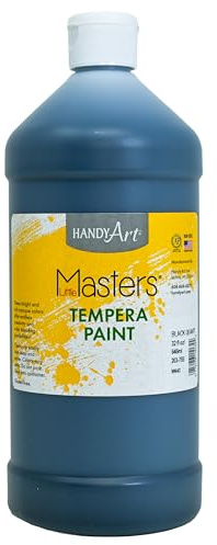 Handy Art Little Masters Tempera Paint, Black, 32 oz Bottle, Bright & Mixable, High Opacity, Washable Colors for Classroom, Students, Kids, Young Artists, Safe & Non-Toxic, Made in USA