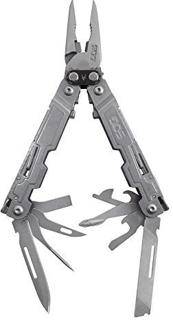 SOG PowerAccess Well-Rounded One-Handed Lightweight Daily Pocketable Stainless Steel Multi-Tool for Backcountry 18 Tools, Stone Wash