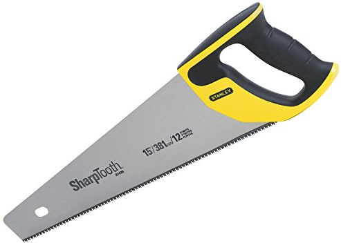 2 Pack Stanley 20-526 15 x 12 PPI SharpTooth Fine Finish Handsaw with Rubber Grip