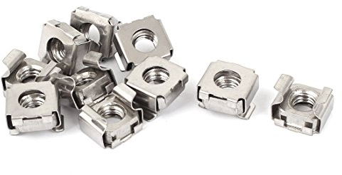 sourcing map – ® M8 x 1,25 mm de paso 304 Acero inoxidable Tuercas Enjauladas Siliver Tone 10 piezas