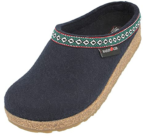 HAFLINGER Grizzly Franzl Felt Slipper Felt Clog Medium Blue, taglia 43