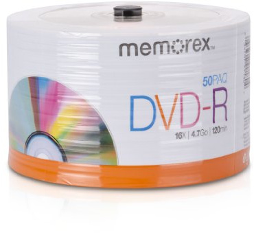 Memorex 32020031749 DVD-R 16x Eco Spindle Base Discs, 50 Pack