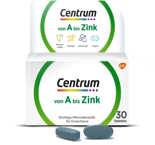 Multivitamin - Centrum Von A bis Zink- Multivitamin Tabletten mit Vitamin A-Z, hochwertiges Nahrungsergänzungsmittel zur täglichen Komplettversorgung - Vitamine, Mineralstoffe, Spurenelemente, 1x30