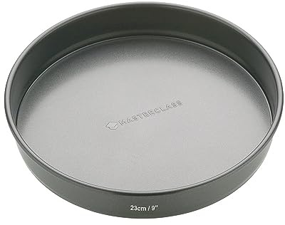 MasterClass smörgåsburk, 23 cm med PTFE, PFOA och BPA-fri non-stick, robust 1 mm tjockt kolstål, rund kakform, med lös bas, 23 cm, svart