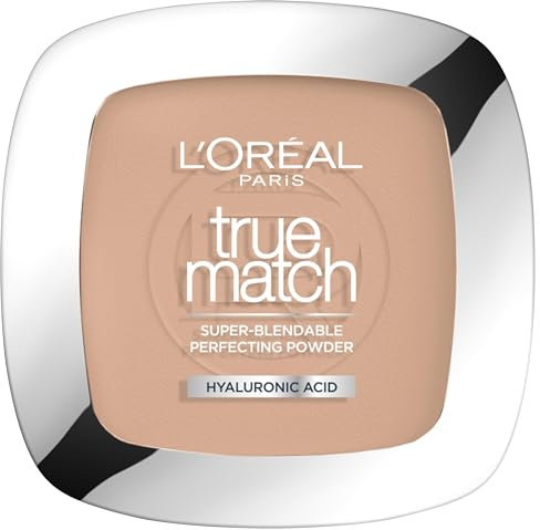 L'Oréal Paris Powder Foundation, Super-Blendable, With Hyaluronic Acid, Light Texture for a Flawless Finish, True Match Perfecting Powder, N4