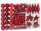 Deuba® Weihnachstkugeln 102tlg Ø 3-6cm Kunststoff matt glänzend Christbaumkugeln Christbaumschmuck Anhänger Weihnachtsbaumkugeln Weihnachtsdeko Rot
