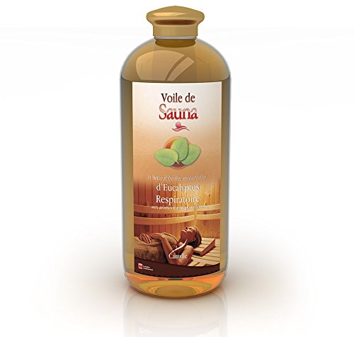 Camylle - Voile de Sauna Eucalyptus - Fragrances à base d’Huiles Essentielles 100% Pures et Naturelles pour Sauna - Respiratoire aux arômes frais et pénétrants - 1000ml