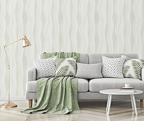 13191-20 13191-30) 1 Rolle hochwertige Vlies Tapete coole Retro-Welle mit silber, Farben:Weiß