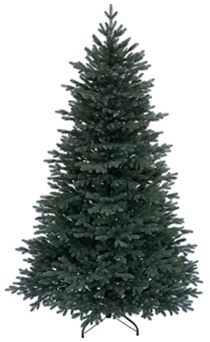 RS Trade 1418 Premium Nordmanntanne 100% Spritzguss 210 cm Weihnachtsbaum künstlich (Ø ca. 132 cm) mit ca. 4850 Spitzen, schwer entflammbar, Schnellaufbau Klappsystem, inkl. Christbaum Ständer