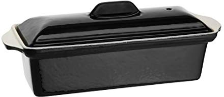 Vogue Gusseiserne Pasteten-Terrinenform 1,3 Liter, Schwarz, Größe: 90(H) x 310(B) x 100(T)mm, Emailliertes Gusseisen, Induktionsgeeignet, Geeignet für alle Backofen- & Kochfeldarten, U559