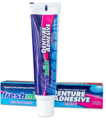 6 Tubes of Freshmint 2 oz. Denture Adhesive, Zinc Free with Natural Beeswax.