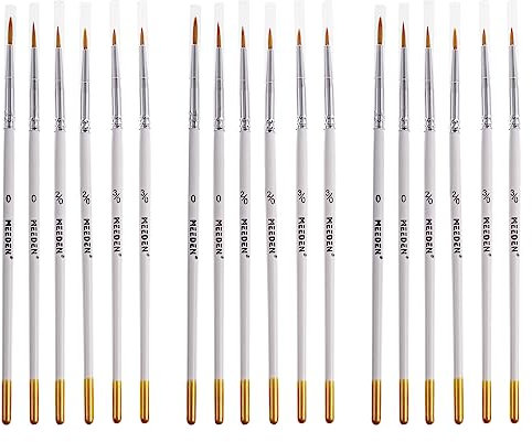 MEEDEN Feine Pinsel Set - 18 Pcs Miniatur Detail Kunstpinsel für feine Details & Kunstmalerei - Acryl, Aquarell, Öl - Malen nach Zahlen Miniaturen Modellbau Flugzeugbausätze Nagel