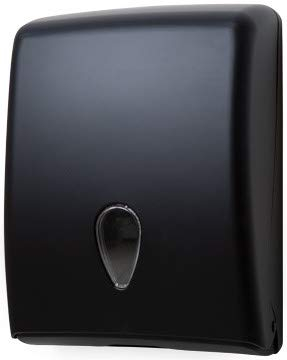 Blanc HYGIENIC Falthandtuchspender Infinity – Handtuchspender mit Sichtfenster, abschließbar für Wandmontage, Spender für 800 Faltpapiere, Schwarz