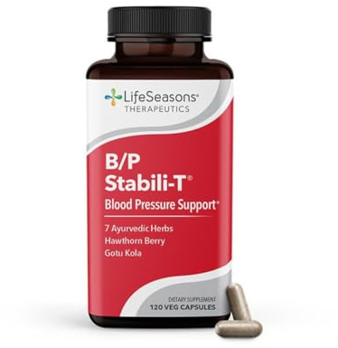 LifeSeasons B/P Stabili-T - Blood Pressure Support - Supplement for Healthy Heart & Circulation - Ashwagandha, Arjuna, Gotu Kola & Hawthorn Berry - 120 Capsules