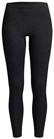 con-ta Conta Thermo Lange Hose, Damenleggings mit natürlicher Baumwolle, wärmeisolierende Thermo-Leggings, Lange Unterwäsche, Farbe: Schwarz Melange, Größen: 36/XS - 50/4XL