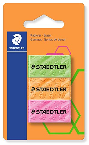 STAEDTLER 526F BK3 Radierer neon, sortiert, 3 ST auf Blisterkarte