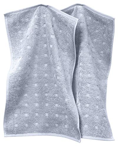 Möve Gästetuch Quadretti 2er-Pack Walk-Frottier Silber Größe 30x50 cm