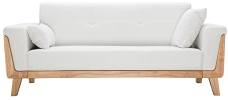 Miliboo - Divano Design 3 posti Bianco Piedi in Legno Fjord