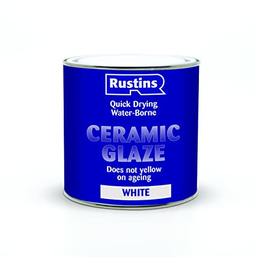 Rustins Quick Dry Acrylic Ceramic Glaze White 250ml- Perfect for DIY, Pottery, Tiles, Crafts & Home Projects