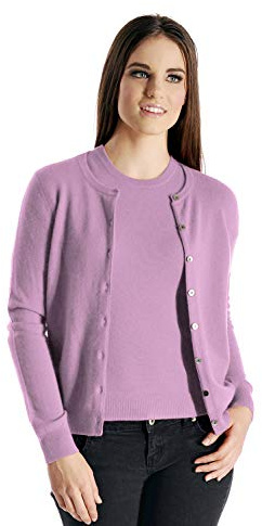 Cashmere Boutique 100% Pure Cashmere Cardigan Twin Sets for Women - Round Neck, Long Sleeve, Button Down, Soft & Warm Sweater